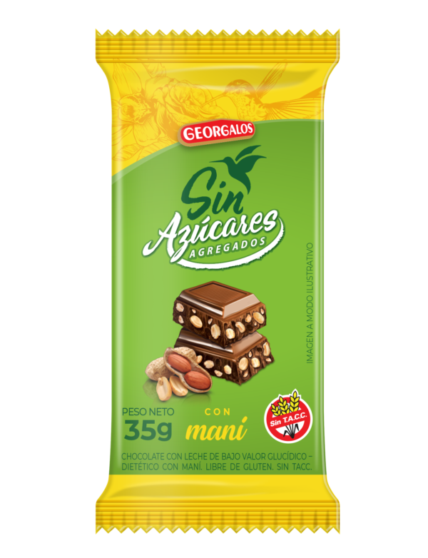 CHOCOLATE SIN AZUCAR CON MANI X 35 GRS SKU 2456