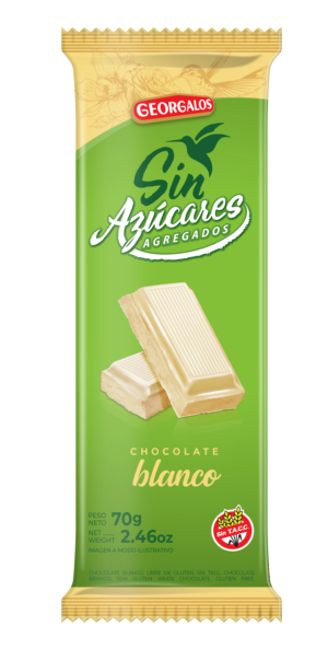 Chocolate Blanco Sin Azucar Agregada - 30 Gr - Georgalos