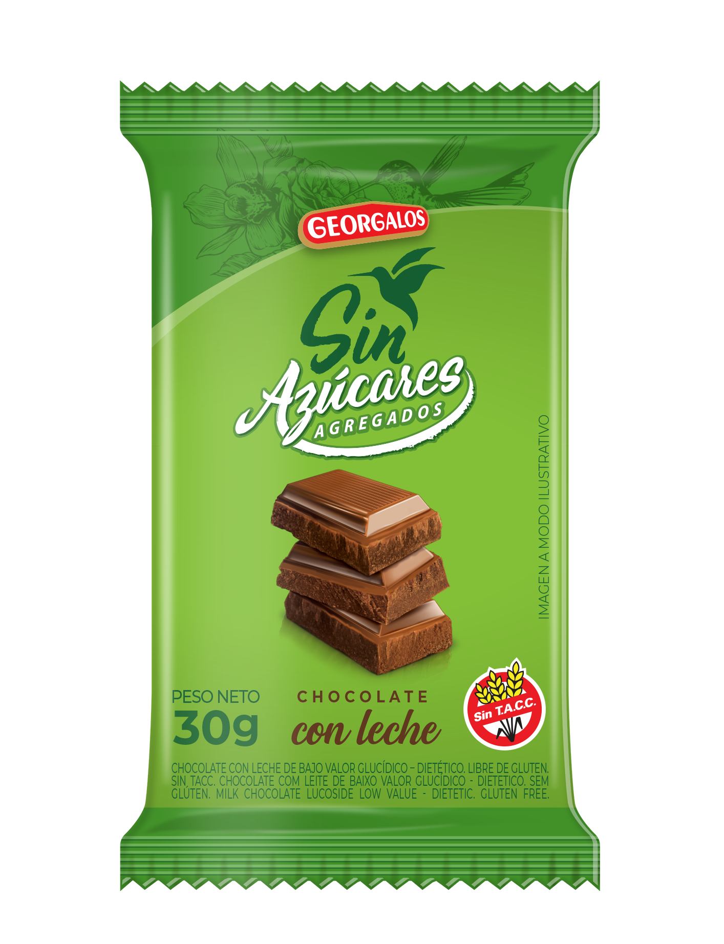 CHOCOLATE SIN AZUCAR X 30 GRS SKU 571